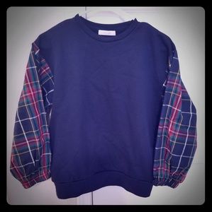 Navy & plaid sweatshirt